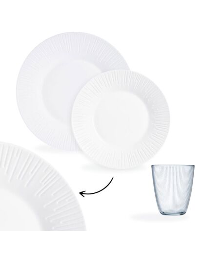 Service de table Luminis  blanc/transparent - 18 pièces